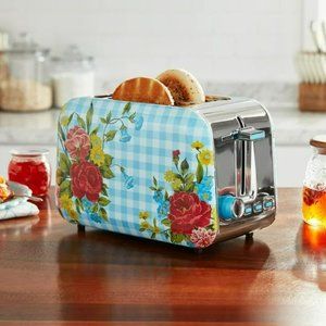 The Pioneer Woman 2-Slice Checkered Blue Stainless Steel Floral Toaster